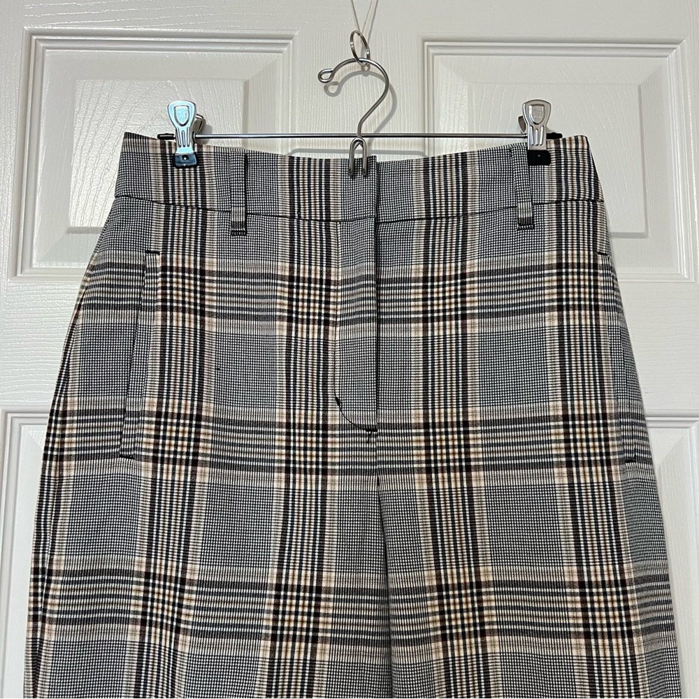 Aritzia Wilfred High-Waisted Tie Front Jallade Trouser Pants Check Plaid - Sz 6 - Picture 6 of 16